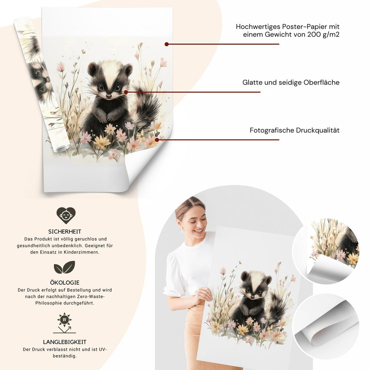 POSTER SET für Kinderzimmer Teddybären Monde Wolken Sterne 3x Poster A4 21x30cm - Gelb/Beige, Papier (21/30/1cm) - Muralo