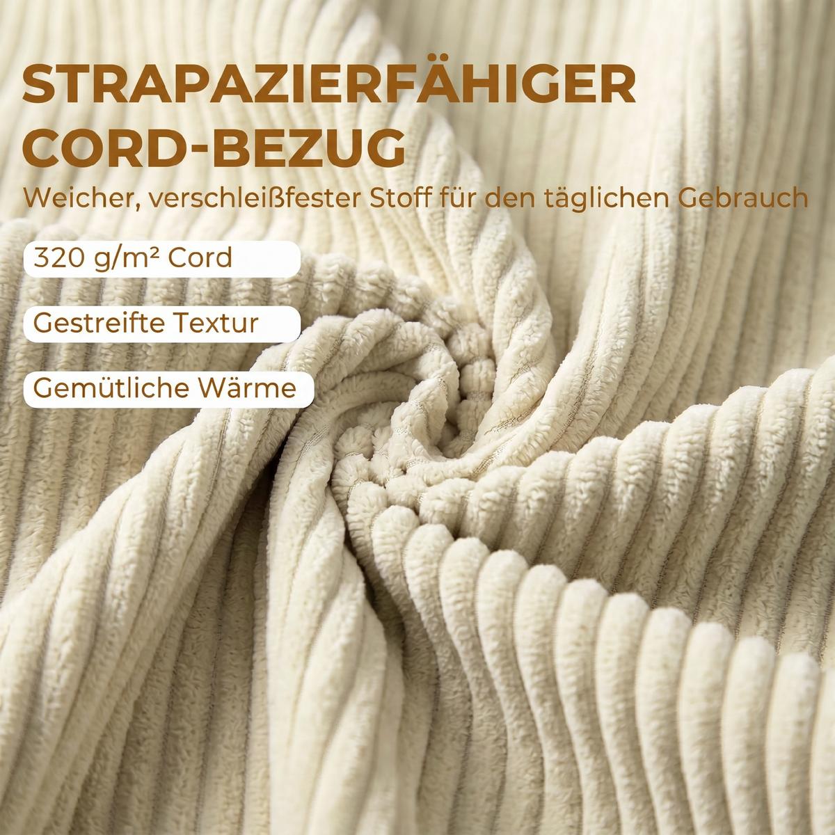 TRUHENBANK Polyester Gummibaumholz Beige - Beige, Holz/Textil (45/51/150cm) - HOMCOM