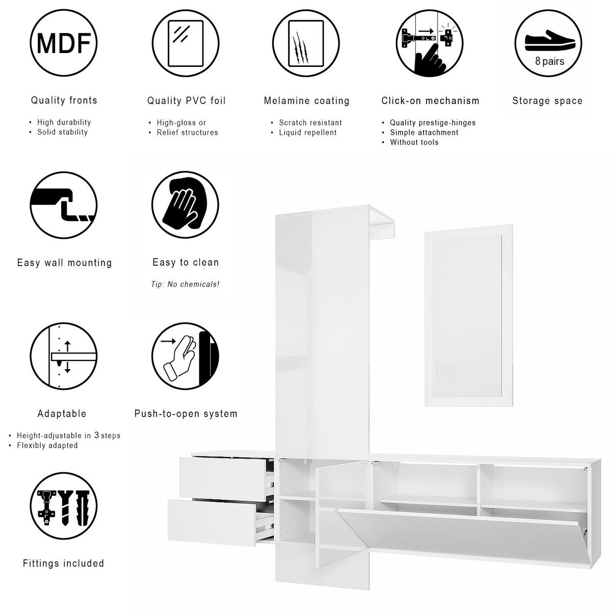 GARDEROBE Carlton Paneel in Eiche Nature - Eichefarben, Holzwerkstoff (208/193/35cm) - Vladon