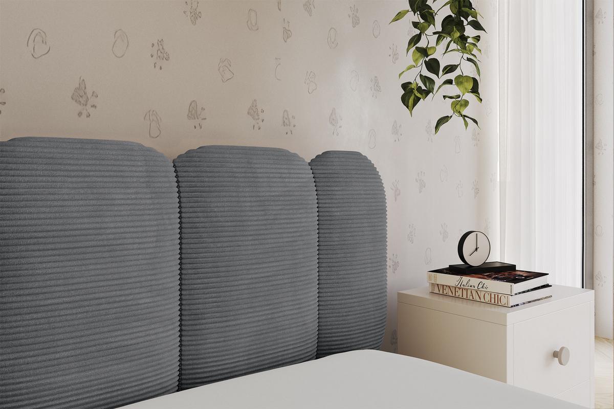 EINZELLBETT Jugendbett mit Bettkasten, Links - AVRY 80x200 Dunkelgrau - Graphitfarben, Holzwerkstoff/Textil (80/200cm) - ALTDECOR