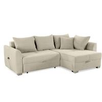 ECKSOFA mit Schlaffunktion und Bettkasten, seitenverkehrt montierbar B236/T160/H81 cm, Liegefl. 142x202 cm, Cord Grau Beige / 15201 - Chromfarben/Greige, Kunststoff/Textil (236/160cm) - luma-home