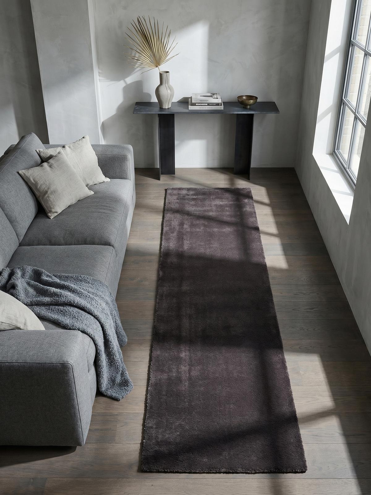 TEPPICHLÄUFER Antirutsch Uni RUTOR Polyester Anthrazit 80 x 150 cm - Anthrazit, Textil (80/150cm) - KADIMA DESIGN