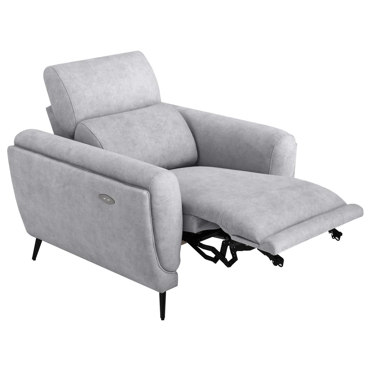 RELAXSESSEL Comfort, mit elektrischer Verstellung und verstellbarer Kopfstütze, Hellgrau - Hellgrau/Schwarz, Textil (103/97/102cm) - Beautysofa