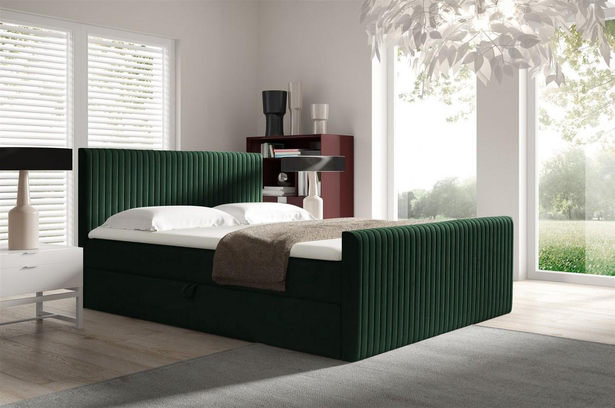 BOXBETT Adrien In überlänge - Grün, Holzwerkstoff/Textil (120/220cm) - Fun Möbel