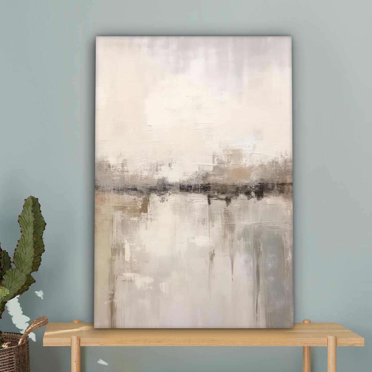 LEINWANDBILD Moderne Kunst - Abstrakt - Beige Wanddeko 40x60 cm - Beige, Textil (40/60cm) - MuchoWow