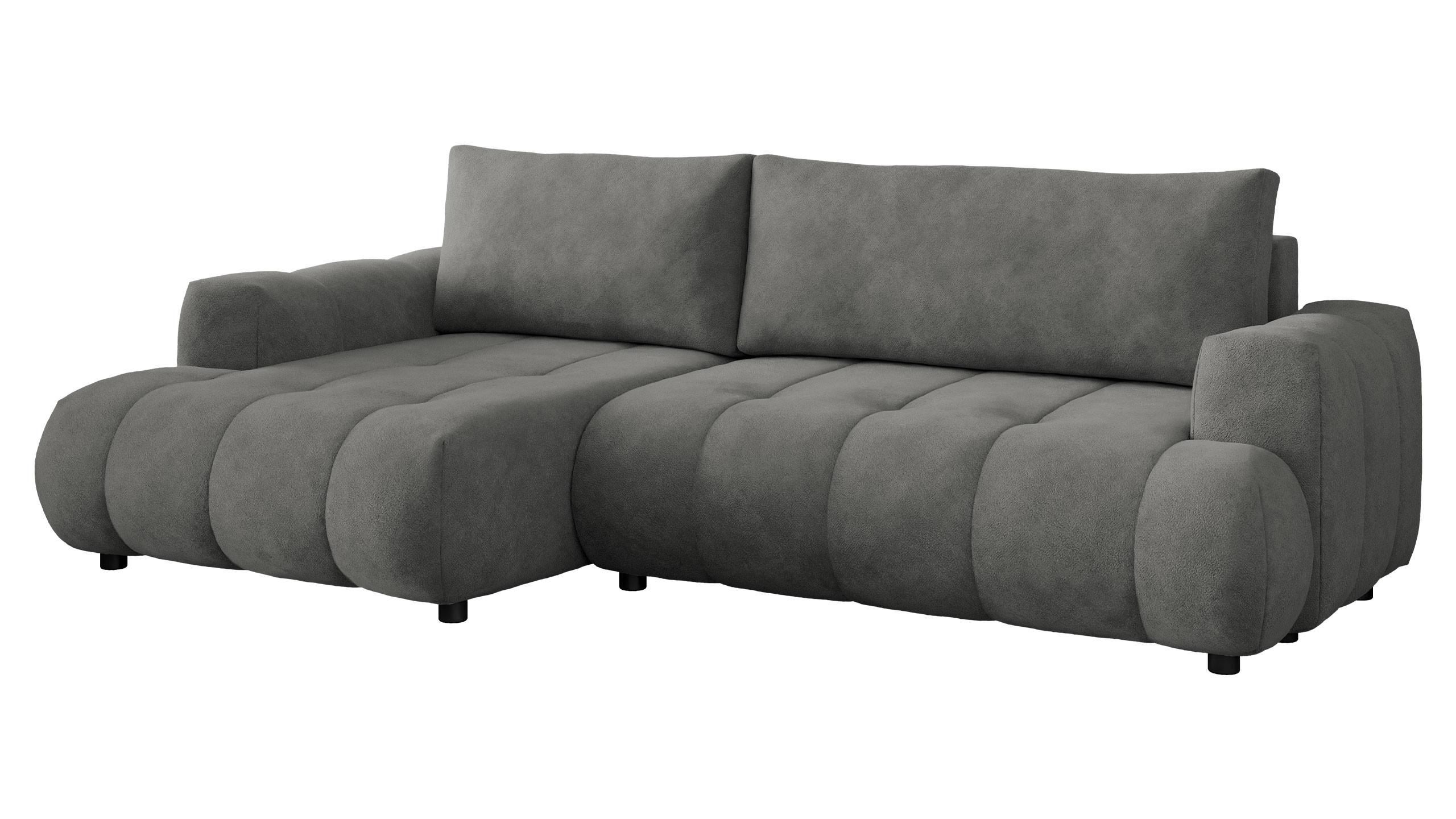 ECKSOFA Haiti, Seite: Links LC+2R - Schwarz/Grau, Holz/Textil (276/156cm) - MIRJAN24