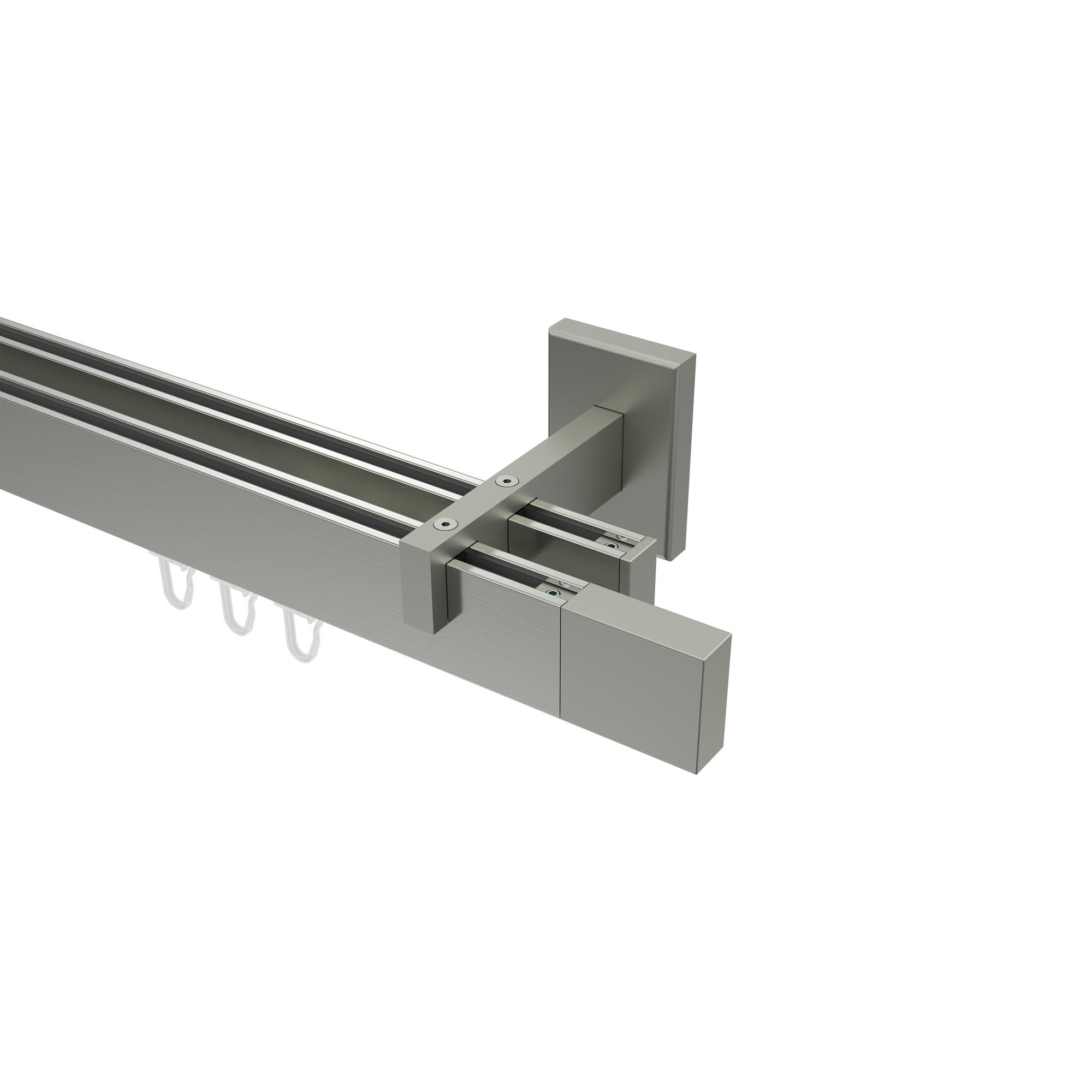 GARDINENSTANGE INNENLAUF Smartline Lox 480 cm (geteilt in 3 x 160 cm), 2-läufig, 14x35 mm Edelstahl-Optik - Edelstahlfarben, Metall (480cm) - INTERDECO