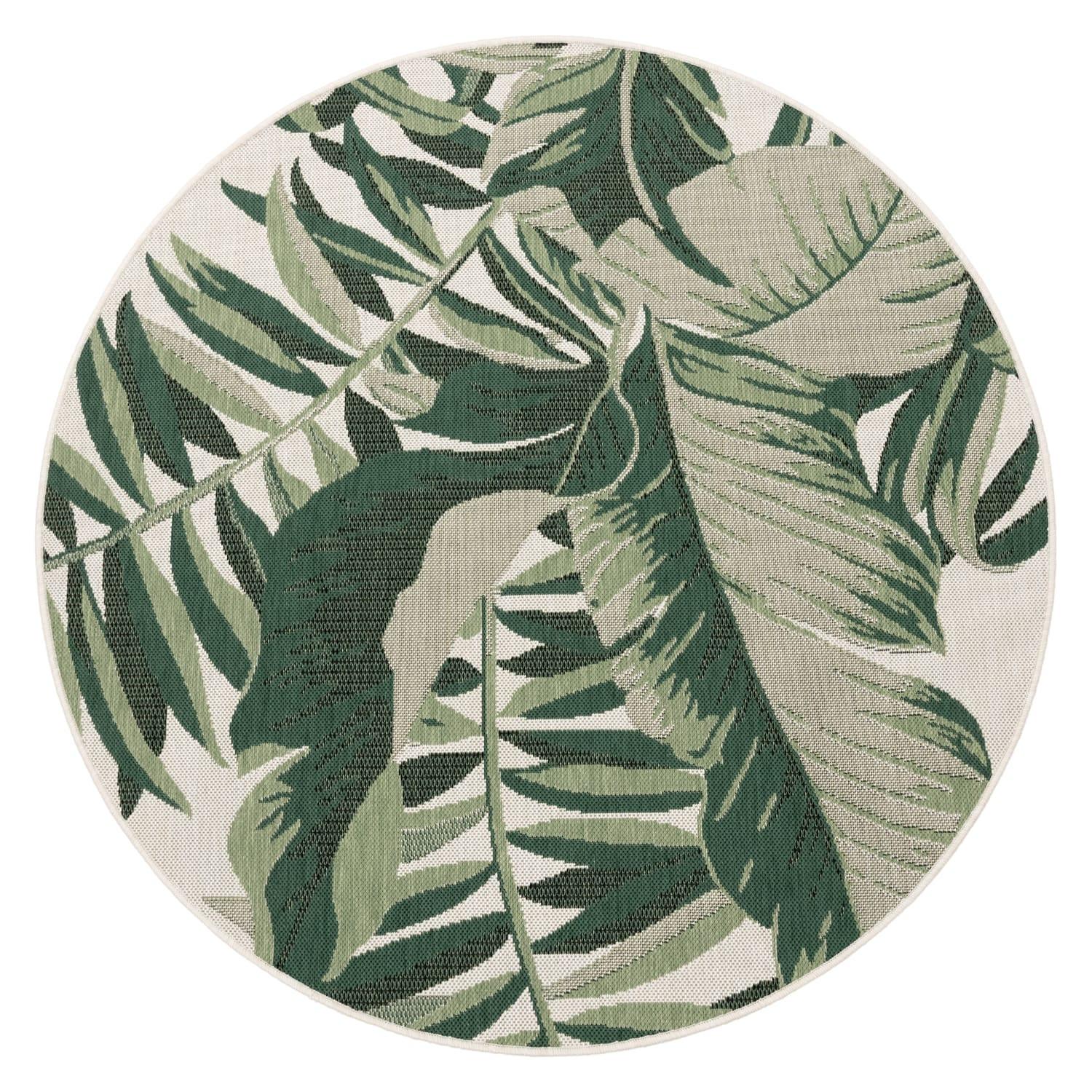 OUTDOORTEPPICH, mit Palmen-Motiv, Grün, Ø 120 cm - Grün, Textil (120/120cm) - KADIMA DESIGN