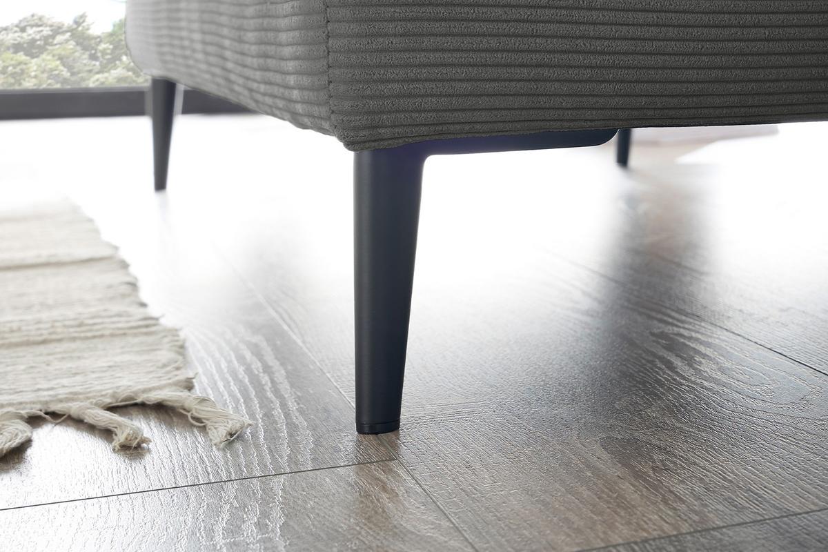 LONGSEAT CARA Anthrazit Cord - Anthrazit/Schwarz, Textil/Metall (132/84/170cm) - KAWOLA