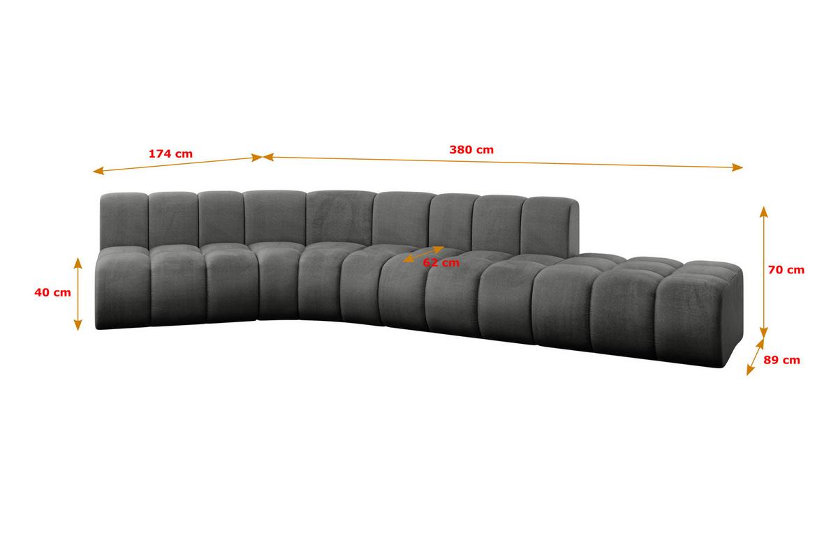 ECKSOFA modulares Sofa Brilo-L1 - 380x174x70 cm Dunkelgrau - Dunkelgrau, Holzwerkstoff/Textil (380/174cm) - ALTDECOR