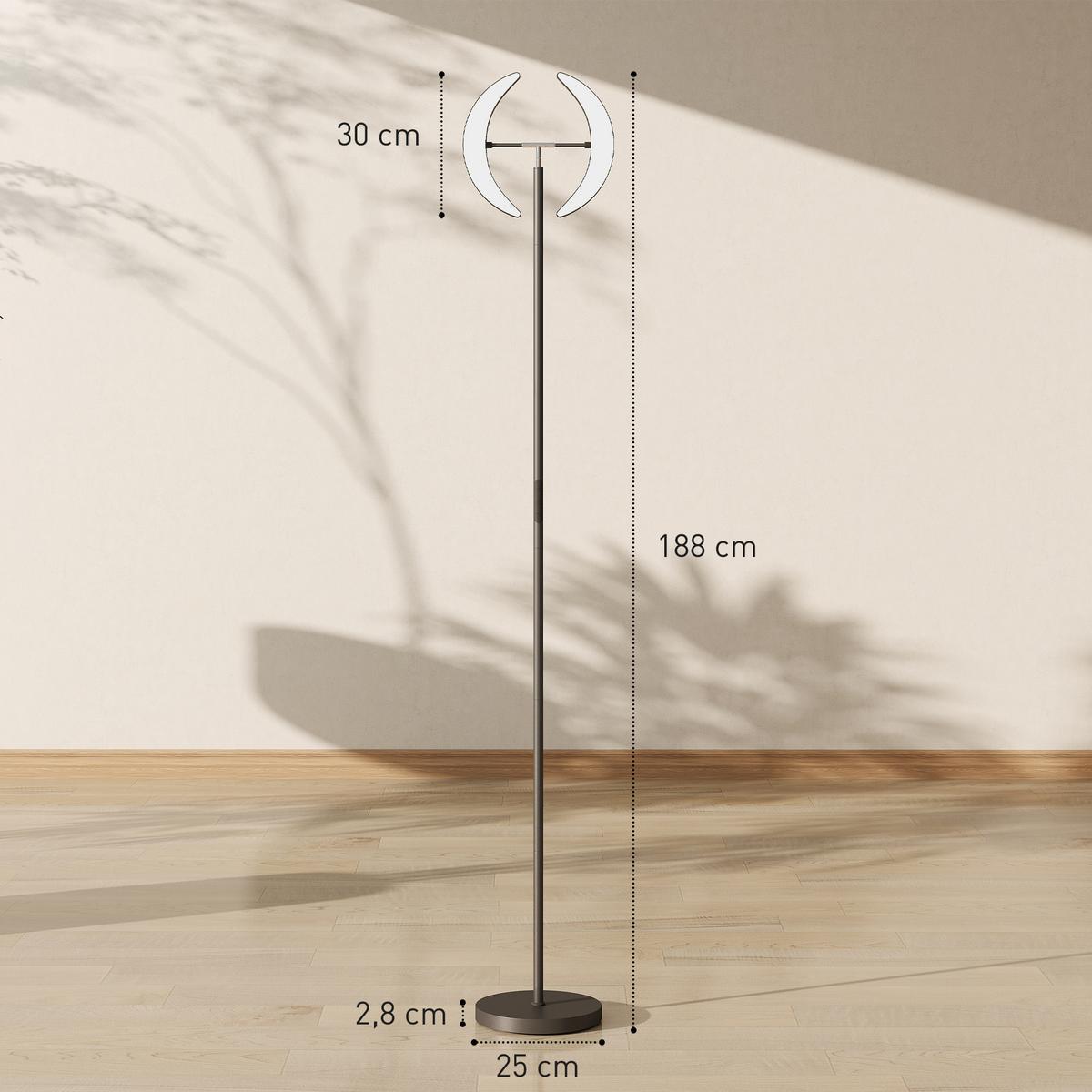 LED-STEHLAMPE mit 350° drehbarer Doppelkopf & Fernbedienung - Schwarz, Metall (30/30/188cm) - HOMCOM