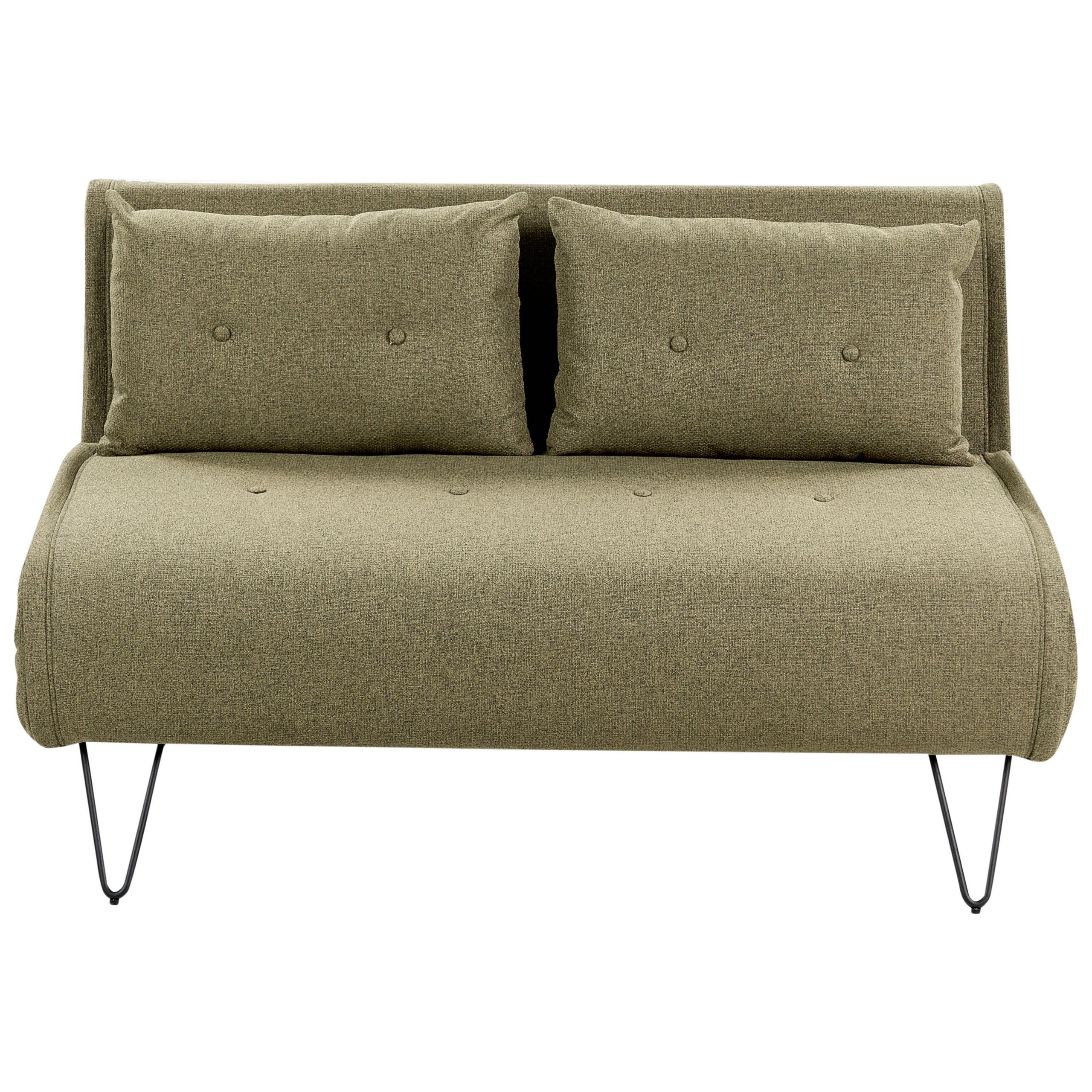 2-SITZER-SCHLAFSOFA olivgrün/schwarz Vestfold - Schwarz/Grün, Textil (130/81/78cm) - Beliani