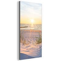 METALLBILD Strand - Sonne - Düne - Gras - Sand - Horizont 40x80 cm - Hellblau, Metall (40/80cm) - MuchoWow