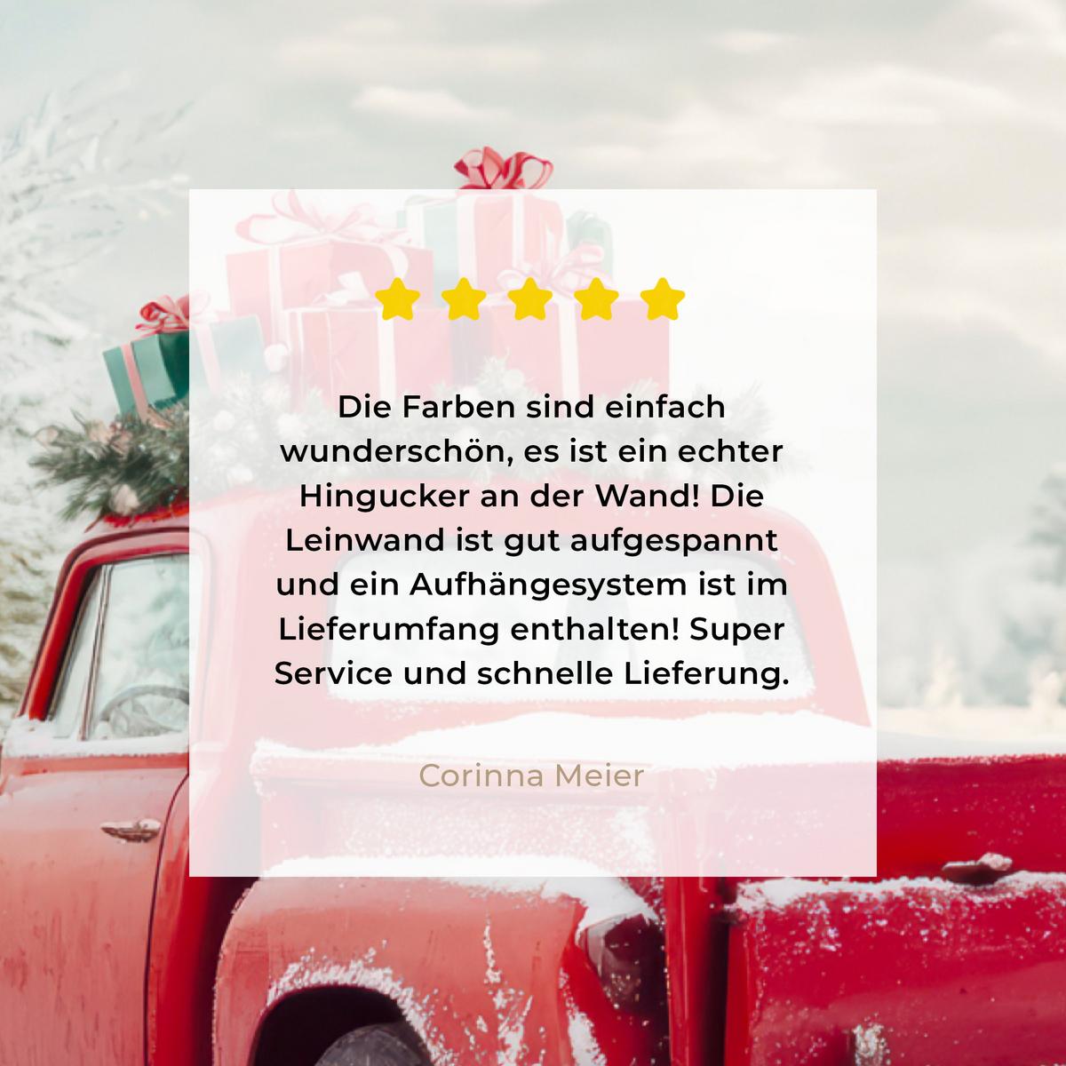 LEINWANDBILD Auto - Rot - Geschenke - Winter - Schnee - Weihnachten Room Decor 30x40 cm - Rot, Textil (30/40cm) - MuchoWow