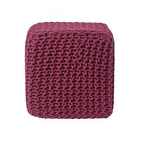 STRICK-POUF weinrot, Sitzwürfel 35/35/35 cm - Weinrot, Textil (35/35/35cm) - Homescapes