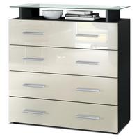 KOMMODE Pavos Creme Hochglanz - Creme, Holzwerkstoff (76/81/35cm) - Vladon
