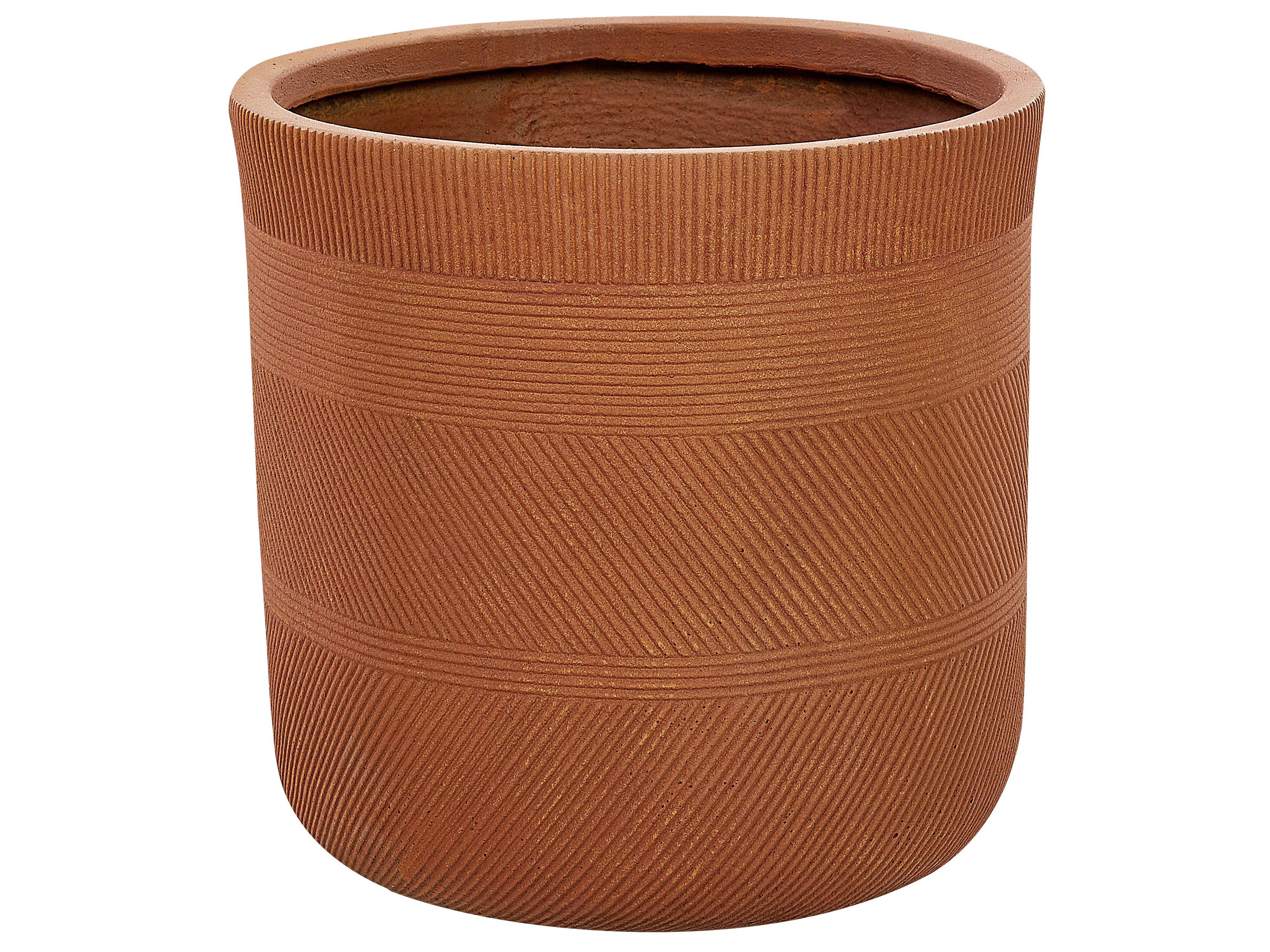 BLUMENTOPF goldbraun rund 36/36/36 cm Voula - Braun, Naturmaterialien (36cm) - Beliani
