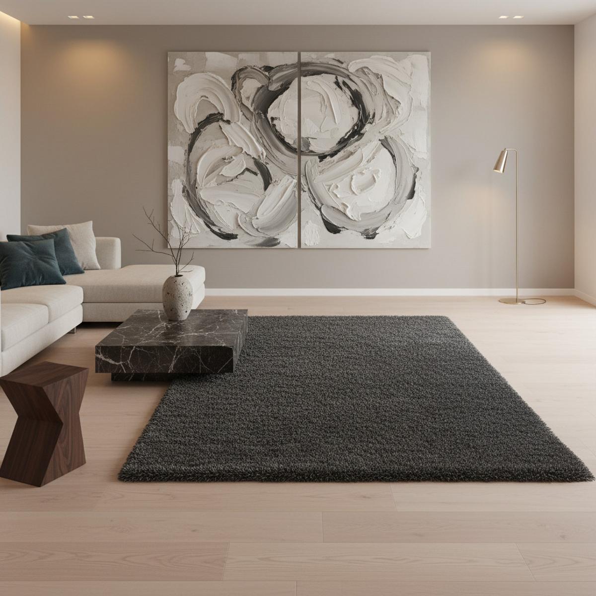 HOCHFLORTEPPICH SALZACH, einfarbig, aus Polypropylen, Grau, 80 x 150 cm - Grau, Textil (150/80cm) - KADIMA DESIGN