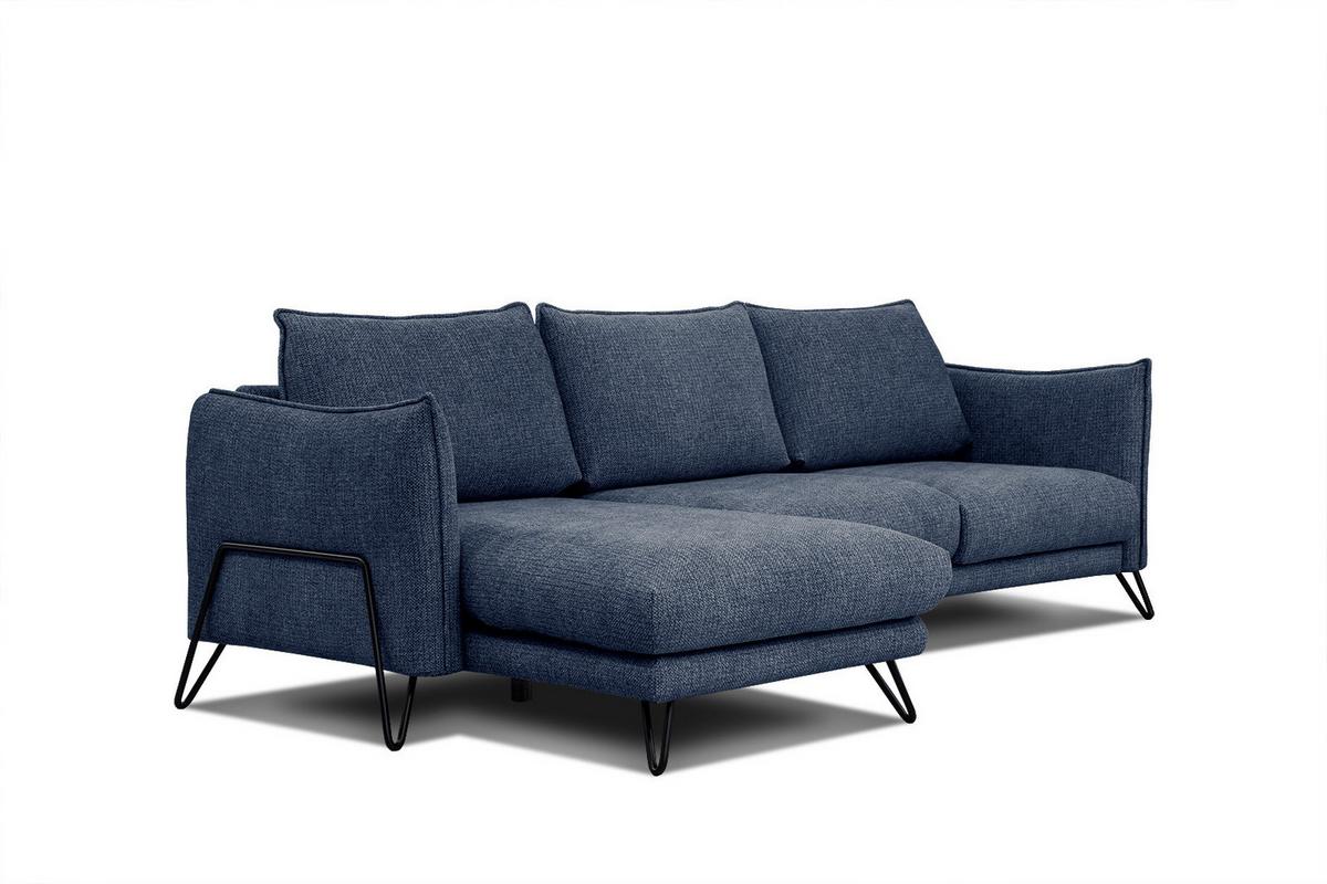 ECKSOFA HOSTEN 4-Sitzer, dunkelblau - Schwarz/Dunkelblau, Holzwerkstoff/Textil (158/269cm) - Wozimo