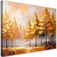 LEINWANDBILD Goldene Bäume Waldlandschaft 100x70cm - Goldfarben, Textil (100/70cm) - Feeby