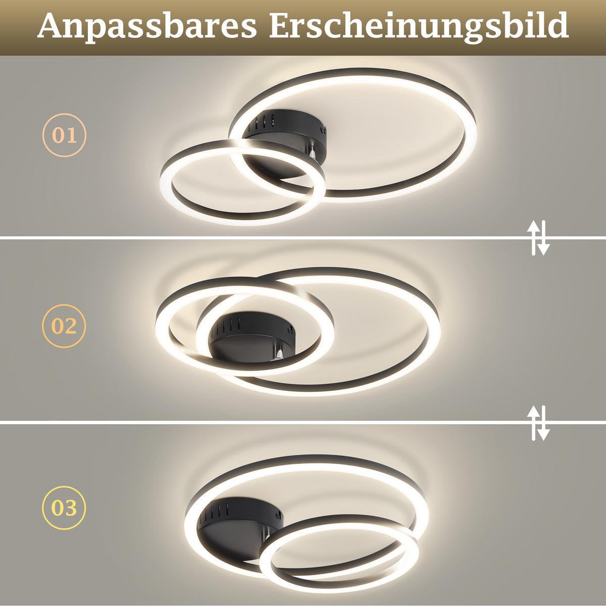 LED DECKENLEUCHTE Lrisal 40.5/30/6.7 cm - Schwarz, Kunststoff (40.5/30/6.7cm) - ZMH