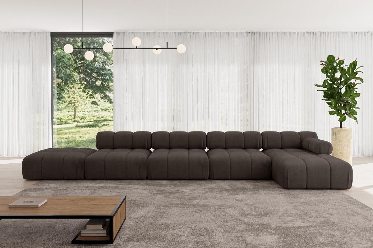 ECKSOFA modulares Sofa Lizur-L3 - 475x160x70 cm Braun Velours - Braun, Holzwerkstoff/Textil (475/160cm) - ALTDECOR