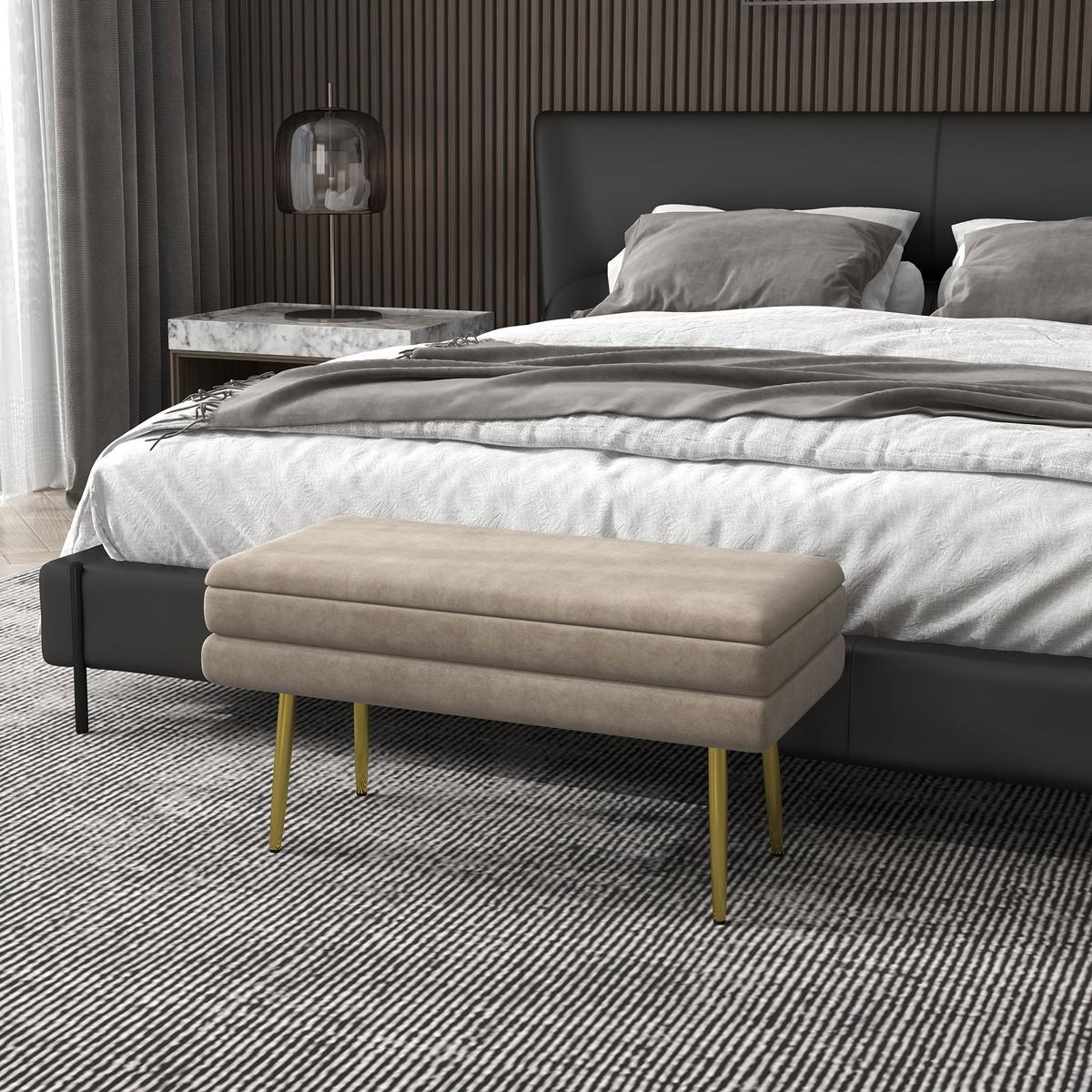 TRUHENBANK mit Stahlbeine, Beige - Beige, Kunststoff (37.5/43/79.5cm) - HOMCOM