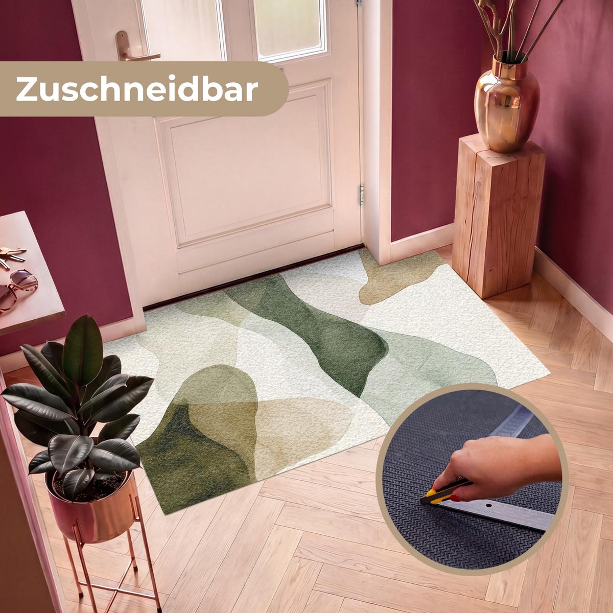 FUSSMATTE Japandi - Abstrakt - Grün Schmutzfangmatte 150x90 cm - Multicolor, Kunststoff (150/0.4cm) - MuchoWow