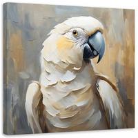 LEINWANDBILD Öl Papagei 40x40cm - Beige, Textil (40/40cm) - Feeby