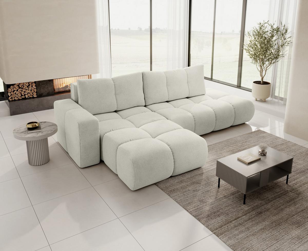 ECKSOFA DUCA L-S Beige Chenille mit Schlaffunktion - Beige, Holz (266.5/266.5cm) - MASSENO