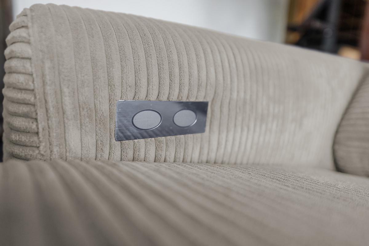 ECKSOFA LAISKA Steingrau Cord - Schwarz/Grau, Textil/Metall (282/177cm) - KAWOLA