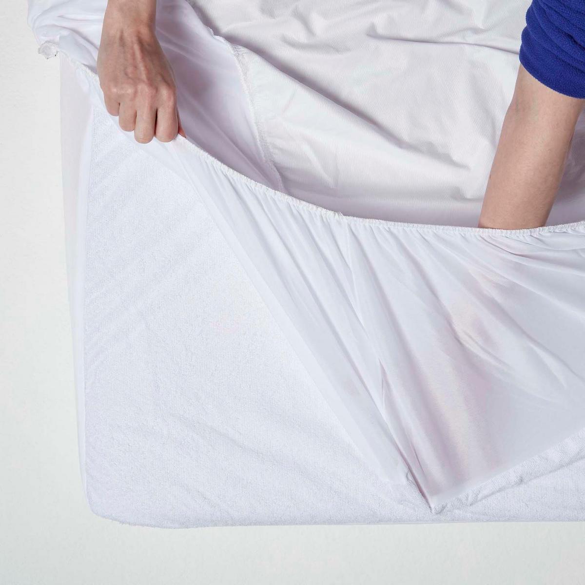 MATRATZENSCHONER wasserdicht 135/190 cm, Frottee-Oberfläche - Weiß, Textil (135/190cm) - Homescapes