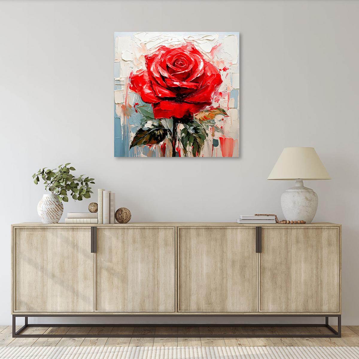 LEINWANDBILD Rosa Rote Blumen 30x30cm - Rot, Textil (30/30cm) - Feeby