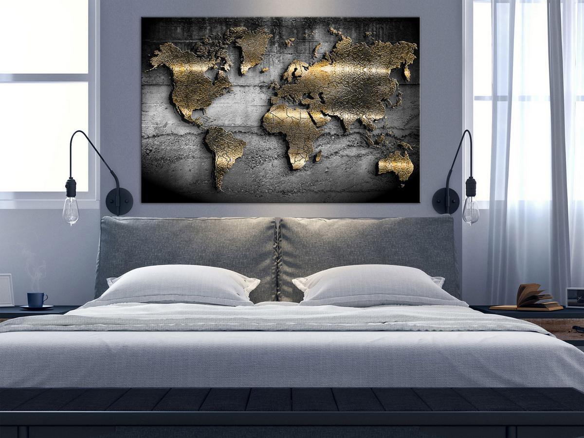 KUNSTDRUCK Gold 90/60 cm - Goldfarben/Grau, Textil (90/60cm) - KUNSTLOFT