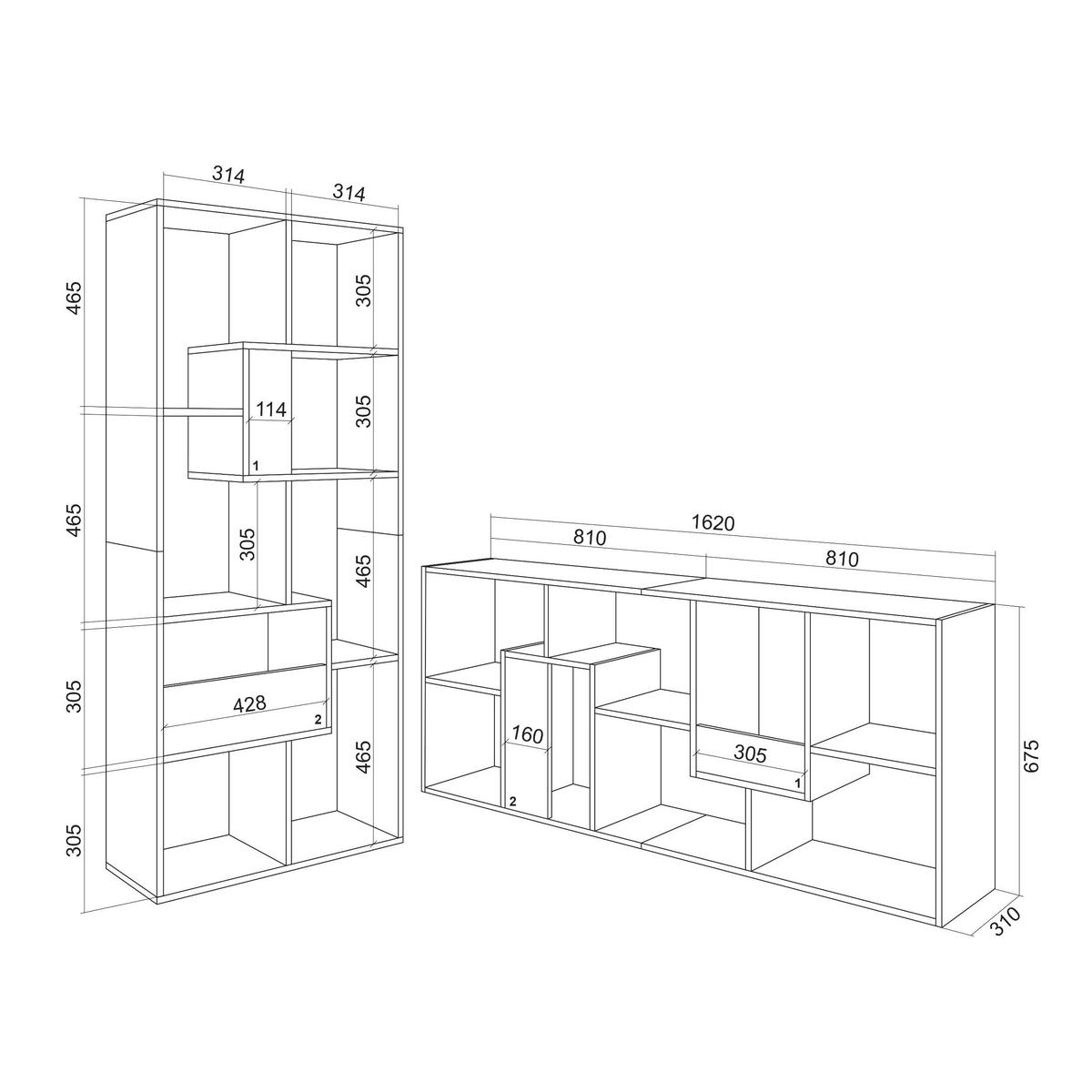 REGAL Bibliothek, Eiche, 67/31/162cm - Eichefarben, Holzwerkstoff (67/162/31cm) - Skraut Home