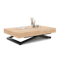 COUCHTISCH SANELLE ausziehbar mit Liftfunktion, 120/80/76 cm Schwarz / Halifax-Eiche - Eichefarben/Schwarz, Holzwerkstoff/Metall (80/120/27cm) - Idohome