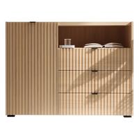 KOMMODE Cyliza 1D3SZ - Eichefarben/Graphitfarben, Holzwerkstoff/Kunststoff (106/80/40cm) - MIRJAN24