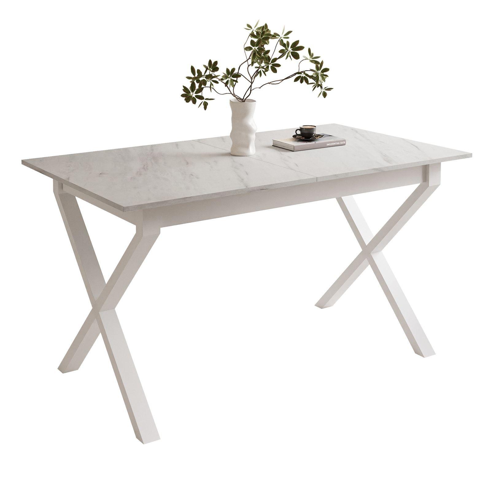 ESSTISCH ARTON II ausziehbarer Tisch 140-195 cm für 6-8 Personen - Multicolor/Weiß, Holzwerkstoff/Metall (140/80/77cm) - Lookway