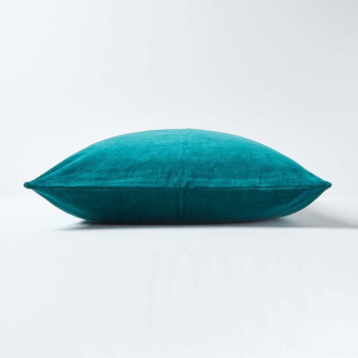 KISSENHÜLLEN 2er-Set Baumwollsamt petrol 40/40 cm - Petrol, Textil (40/40cm) - Homescapes