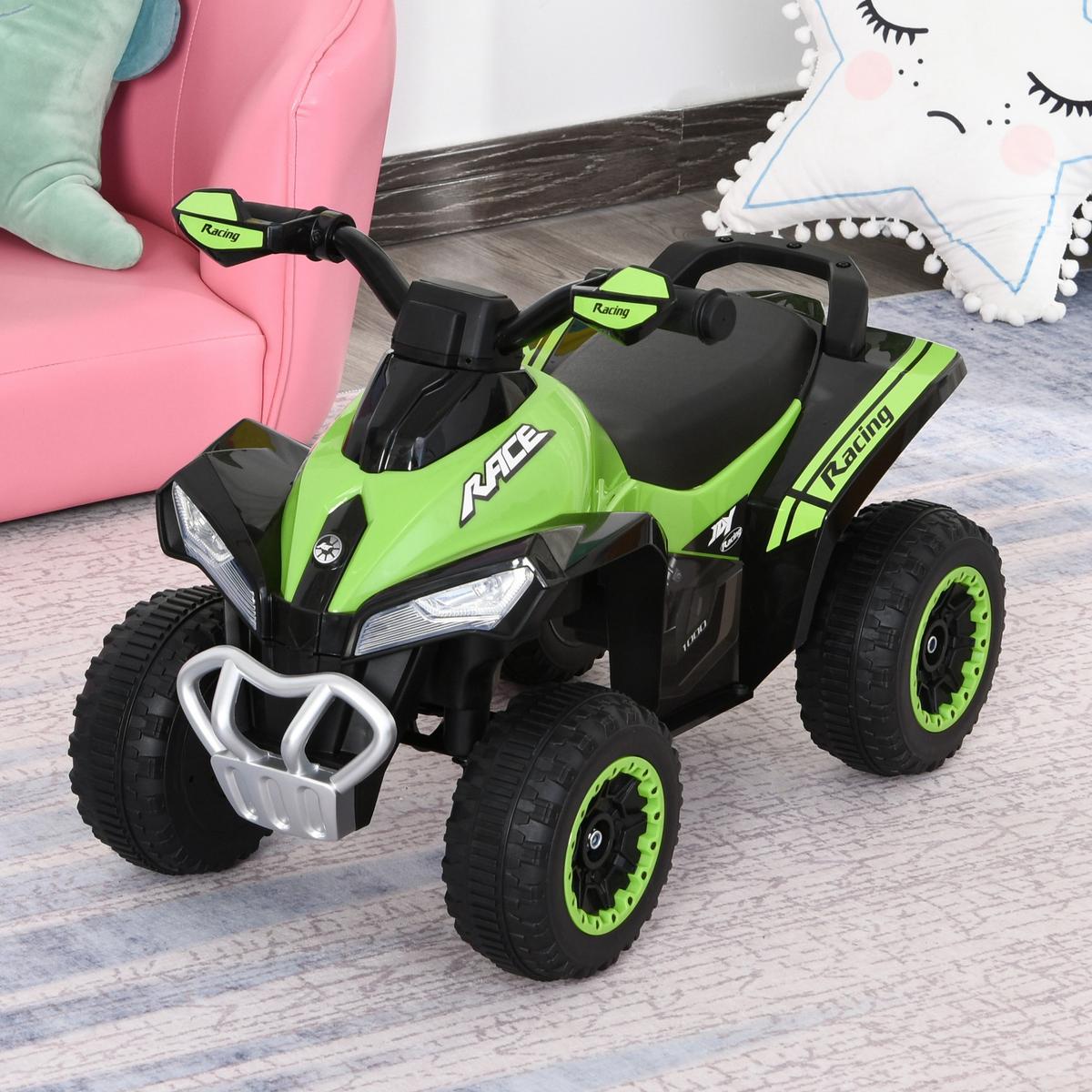 RUTSCHAUTO Kinder Tretauto Kinderauto mit Füßen rutschen Licht Musik Grün - Grün, Metall (67/5/38cm) - HOMCOM