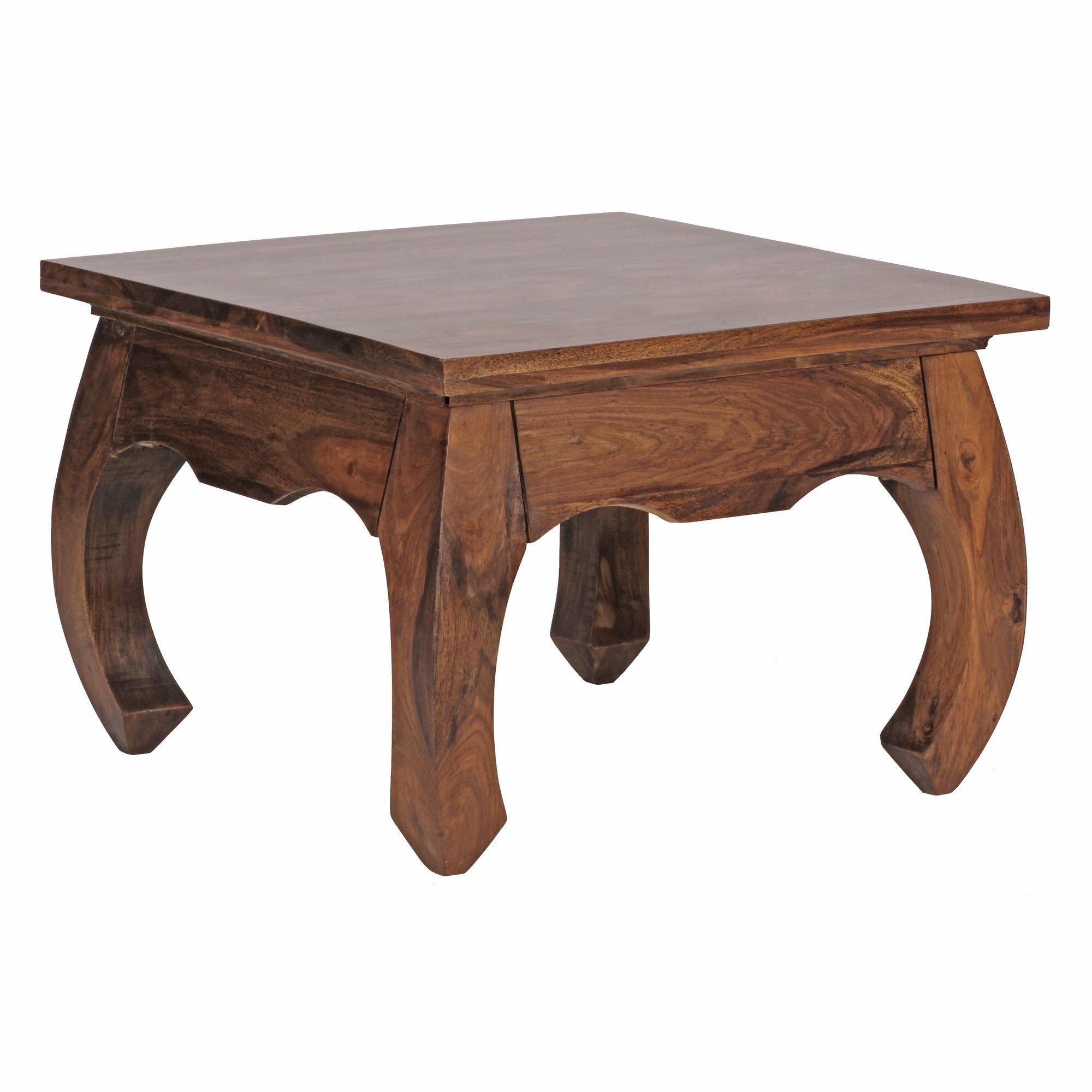 COUCHTISCH Dunkelbraun Massivholz Sheesham 60cm Landhaus-Stil - Dunkelbraun/Braun, Holz (60/60/40cm) - KADIMA DESIGN