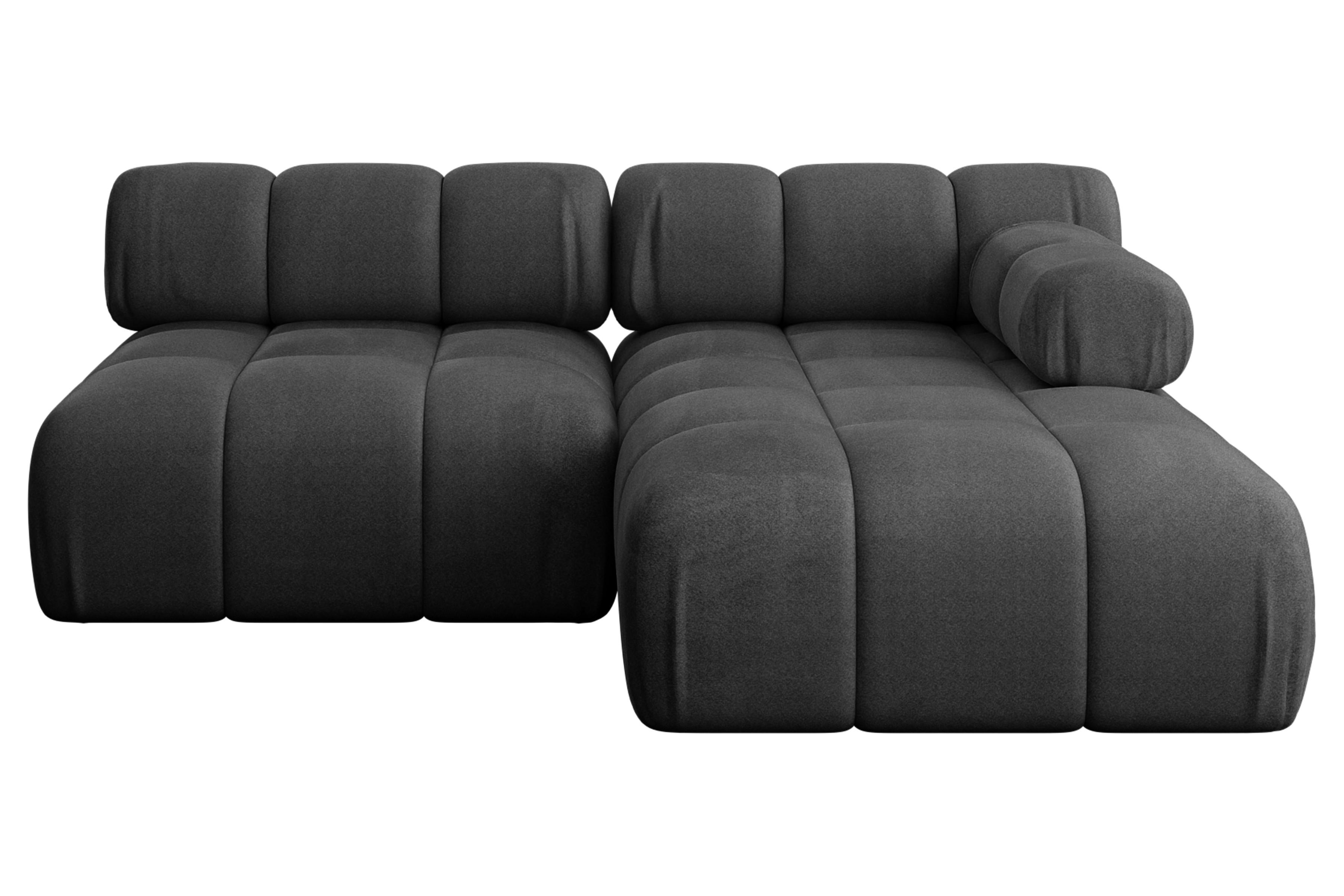ECKSOFA modulares Sofa Razon-L1 - 190x160x70 cm Schwarz Velours - Schwarz, Holzwerkstoff/Textil (190/160cm) - ALTDECOR