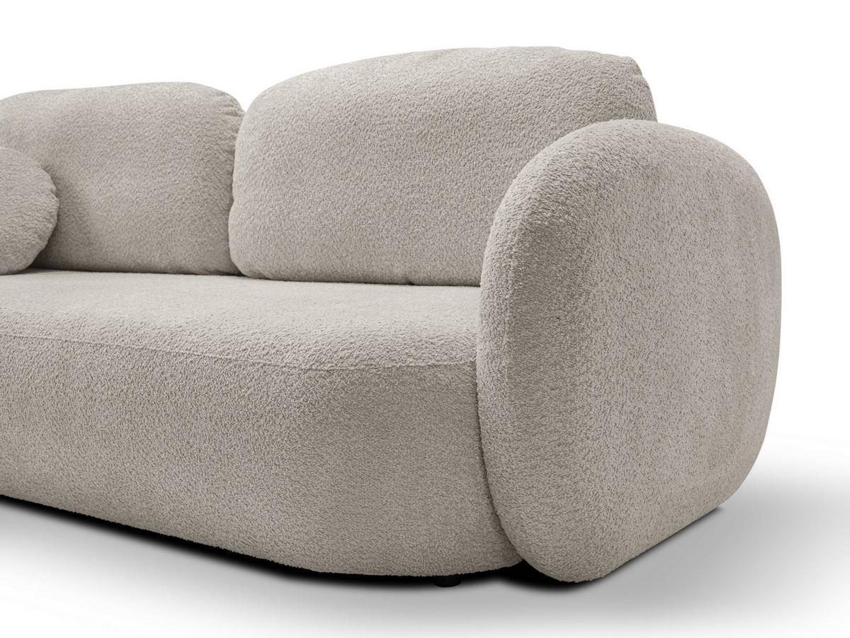 BETTSOFA AMICO Grau Bucle-Stoff mit Schlaffunktion - Grau, Holz (238/86.5/101cm) - MASSENO