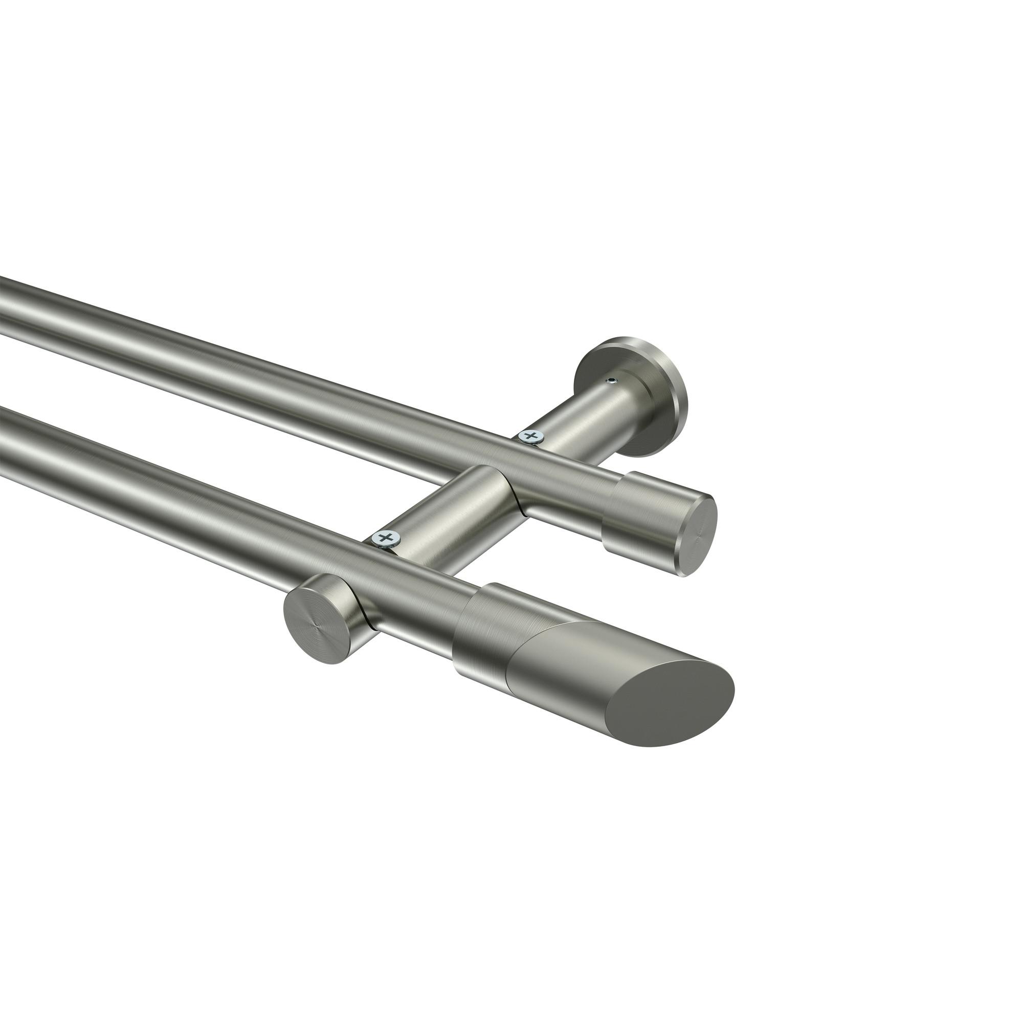 GARDINENSTANGE Platon Verano 160 cm, 2-läufig (ohne Ringe), 20 mm Ø Edelstahl-Optik - Edelstahlfarben/Silberfarben, Metall (160cm) - INTERDECO