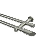 GARDINENSTANGE Platon Verano 160 cm, 2-läufig (ohne Ringe), 20 mm Ø Edelstahl-Optik - Edelstahlfarben/Silberfarben, Metall (160cm) - INTERDECO
