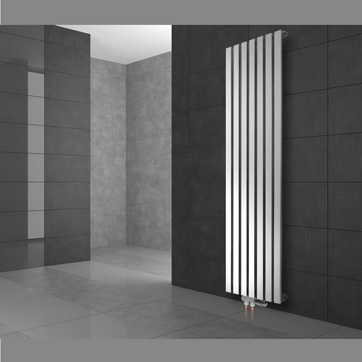 BADHEIZKÖRPER Stella 260x1400 mm Weiß mit Ventil Durchgang - Weiß, Metall (26/140/5cm) - LuxeBath