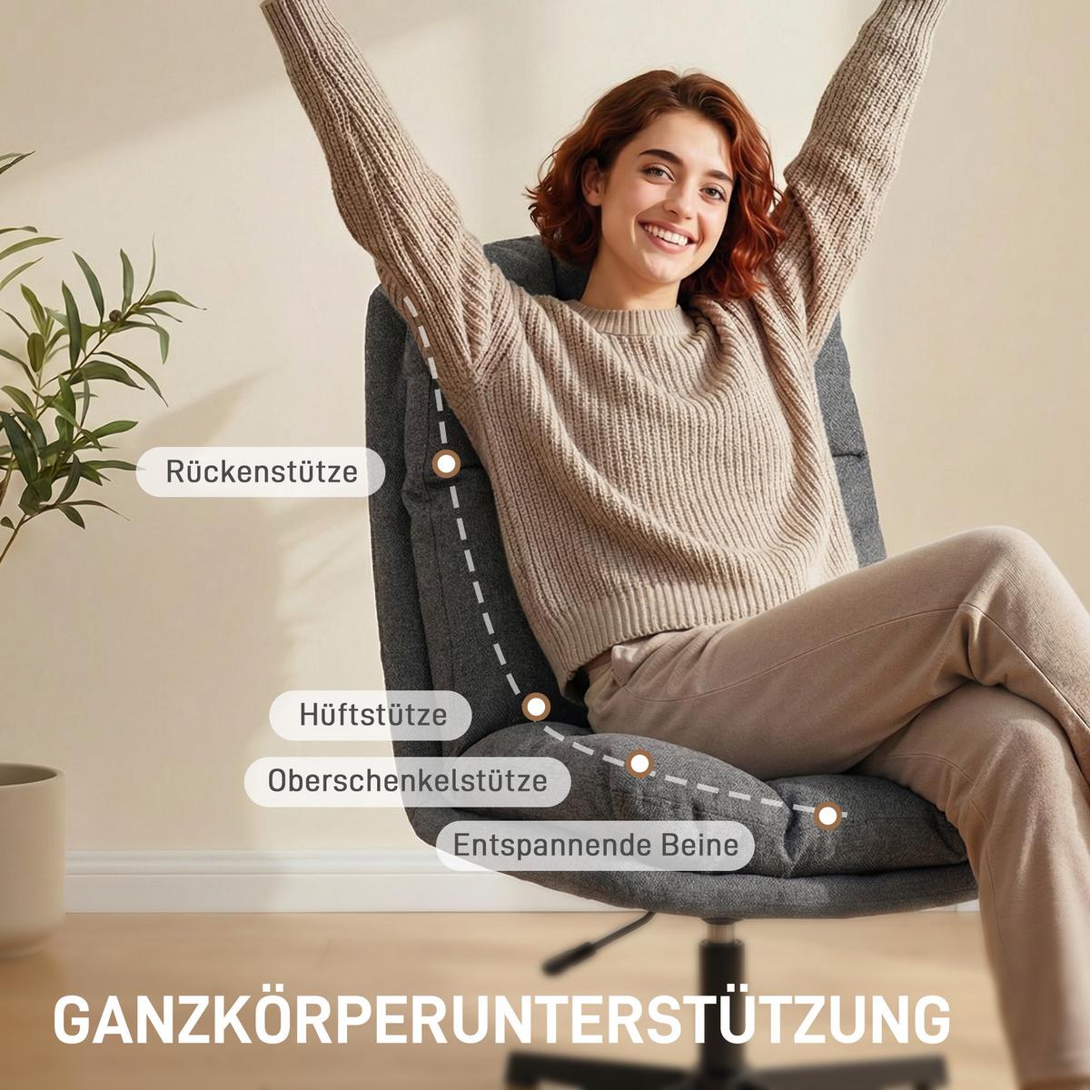 SESSEL höhenverstellbar aus Polyester Dunkelgrau - Dunkelgrau/Schwarz, Textil/Metall (63/102/75cm) - HOMCOM