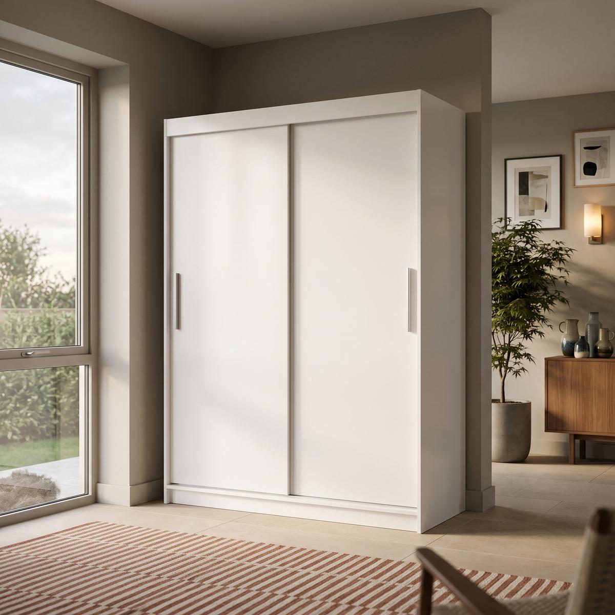 SCHWEBETÜRENSCHRANK VIVA 180/215,5/59cm 2-türig Weiß - Weiß, Holzwerkstoff (180/215.5/59cm) - MASSENO