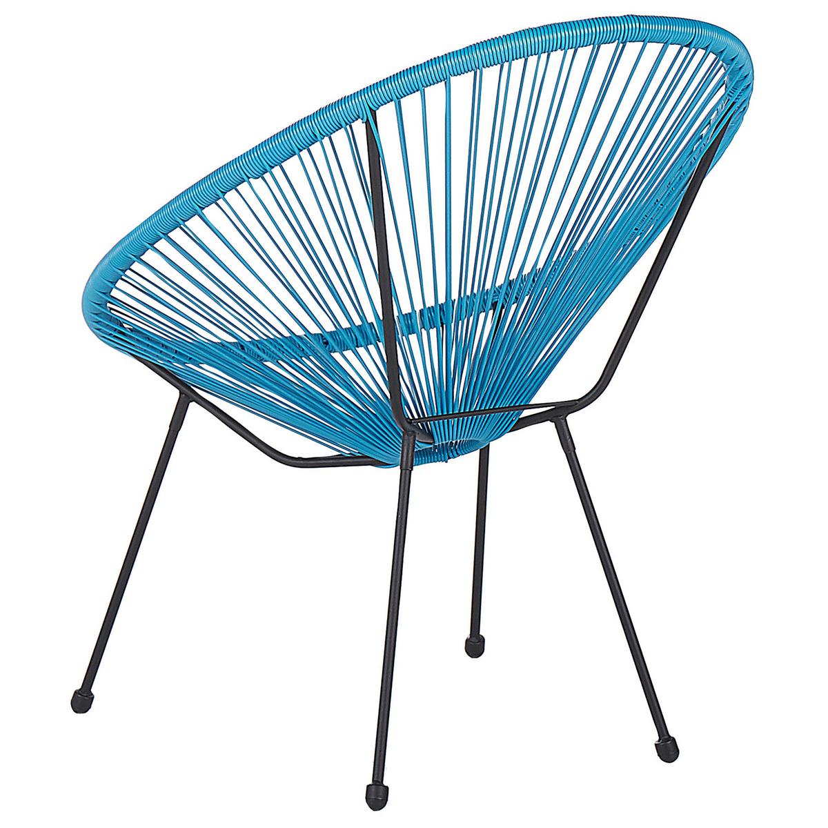 RATTANSTUHL 2er-SET Kunststoff blau 70 cm Acapulco II - Blau/Schwarz, Kunststoff (70/87/90cm) - Beliani