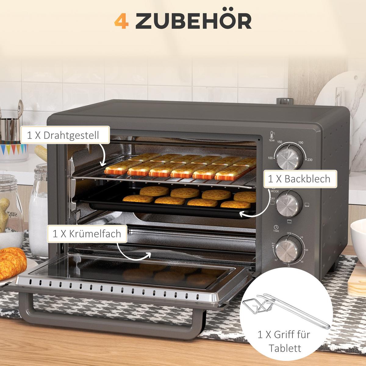 MINIBACKOFEN Grau - Grau, Metall (46.4/38/28.5cm) - HOMCOM